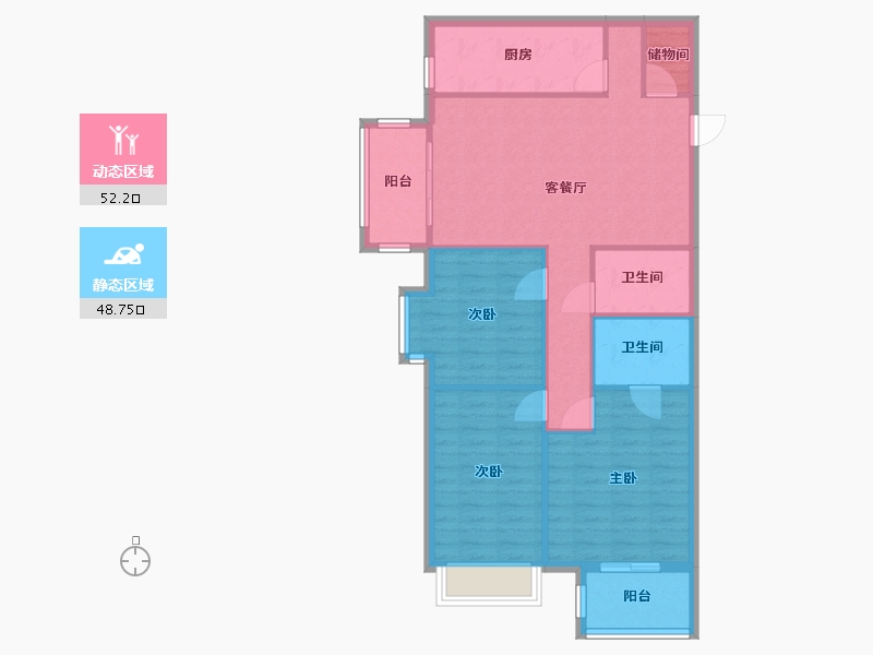 北京-北京市-顶秀欣园-西苑-98.40-户型库-动静分区