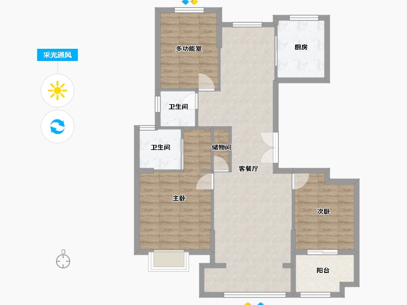 浙江省-温州市-东新润园-100.51-户型库-采光通风