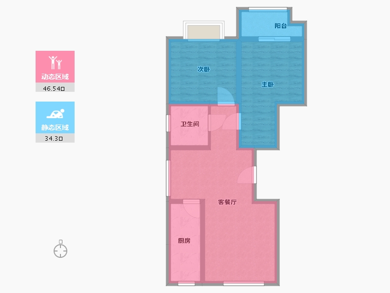 山东省-聊城市-军王屯小区-71.65-户型库-动静分区