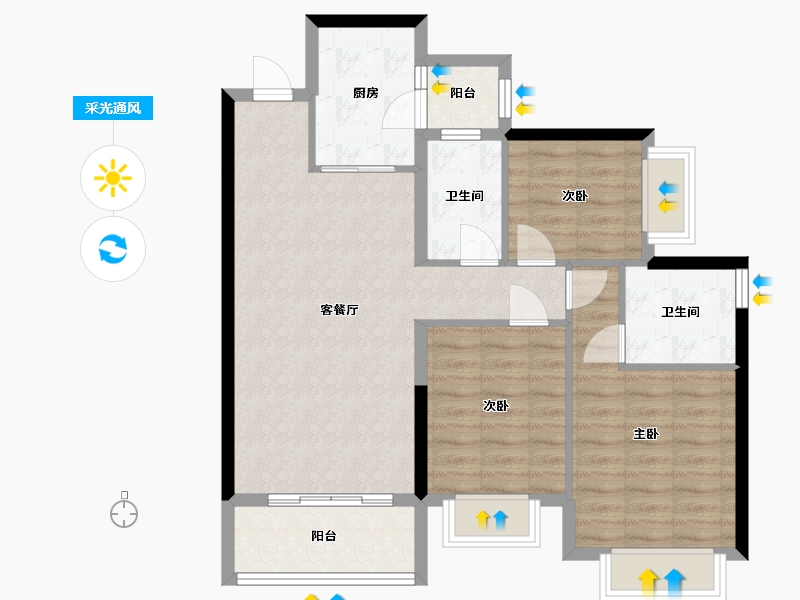 四川省-成都市-优筑天府城-87.20-户型库-采光通风