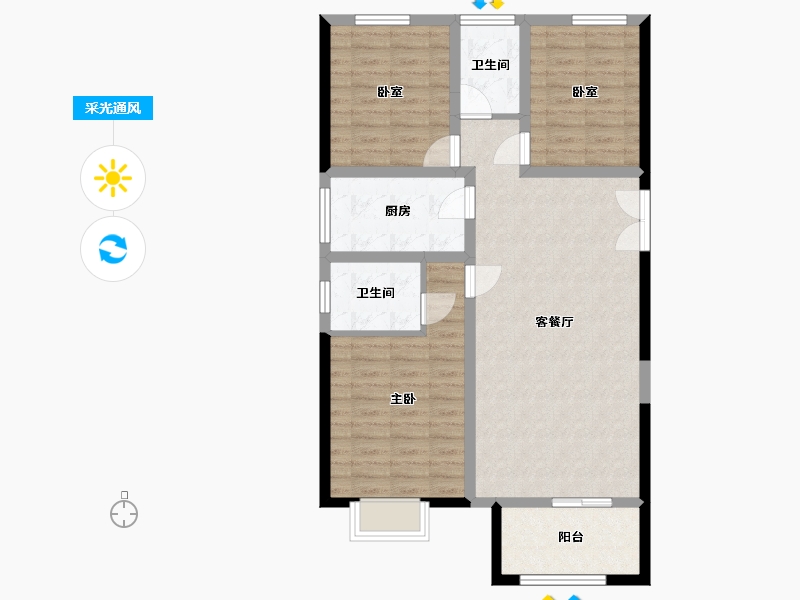 河北省-邯郸市-泰祥小区-91.50-户型库-采光通风