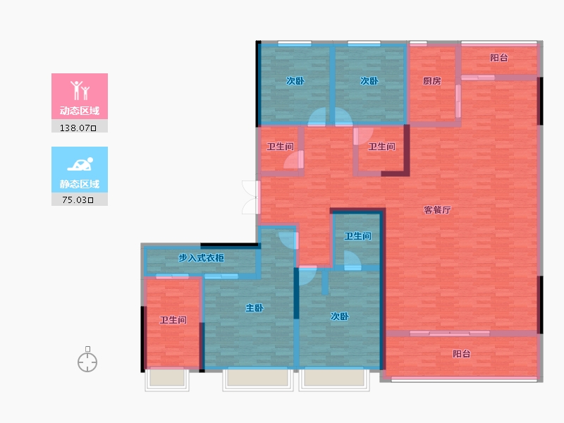 陕西省-西安市-自然界河山-191.66-户型库-动静分区