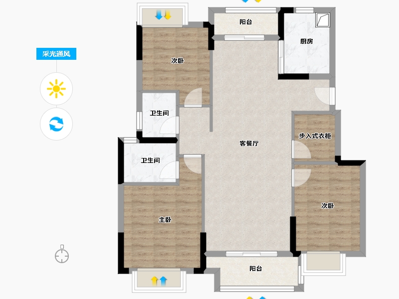 江西省-吉安市-吉新佳苑-96.62-户型库-采光通风