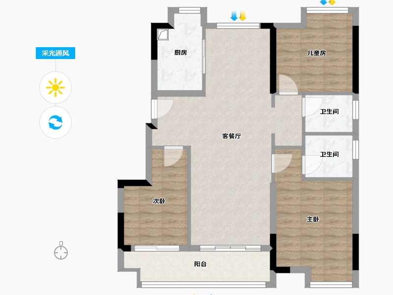 福建省-三明市-碧桂园-87.28-户型库-采光通风