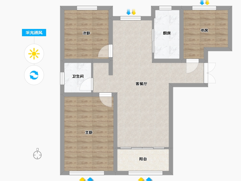 甘肃省-兰州市-轨道城市曙光-90.91-户型库-采光通风