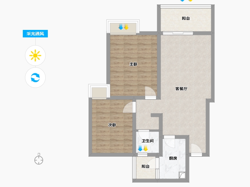 四川省-资阳市-多弗绿城诚园-72.00-户型库-采光通风