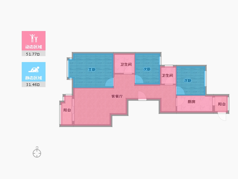 北京-北京市-小汤山军建小区-74.00-户型库-动静分区