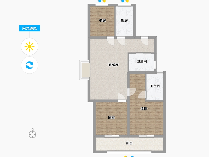 江苏省-苏州市-保利正荣堂悦-85.60-户型库-采光通风