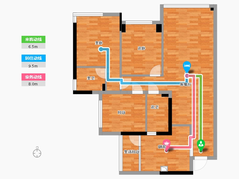 四川省-宜宾市-中央公馆-90.38-户型库-动静线