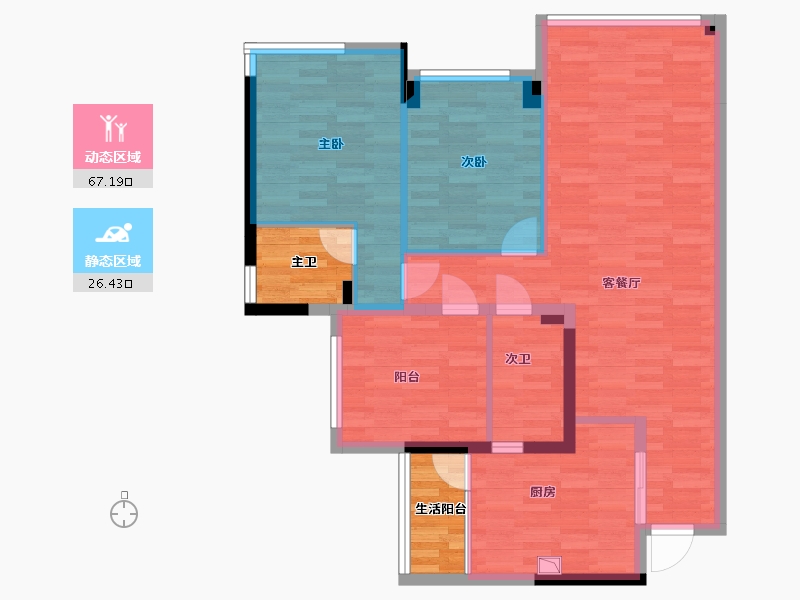 四川省-宜宾市-中央公馆-90.38-户型库-动静分区