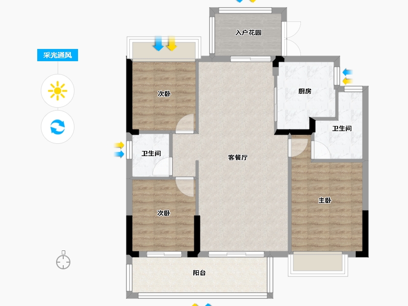 湖北省-天门市-碧水园-119.84-户型库-采光通风