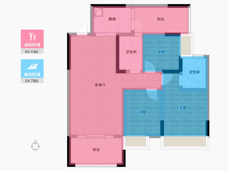 四川省-南充市-翡翠城二期-74.74-户型库-动静分区