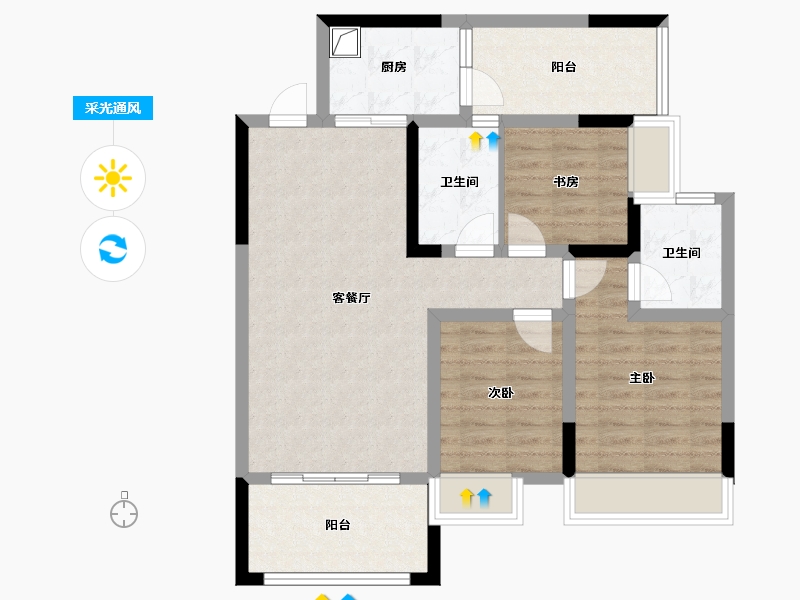 四川省-南充市-翡翠城二期-74.74-户型库-采光通风