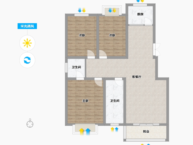 河南省-平顶山市-印象佳苑-104.00-户型库-采光通风