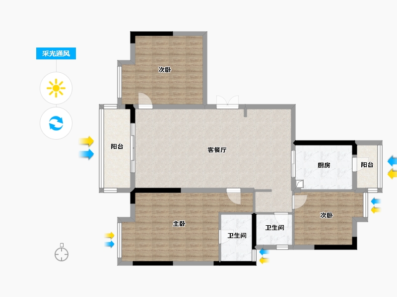 湖北省-武汉市-金地悦海湾-120.00-户型库-采光通风