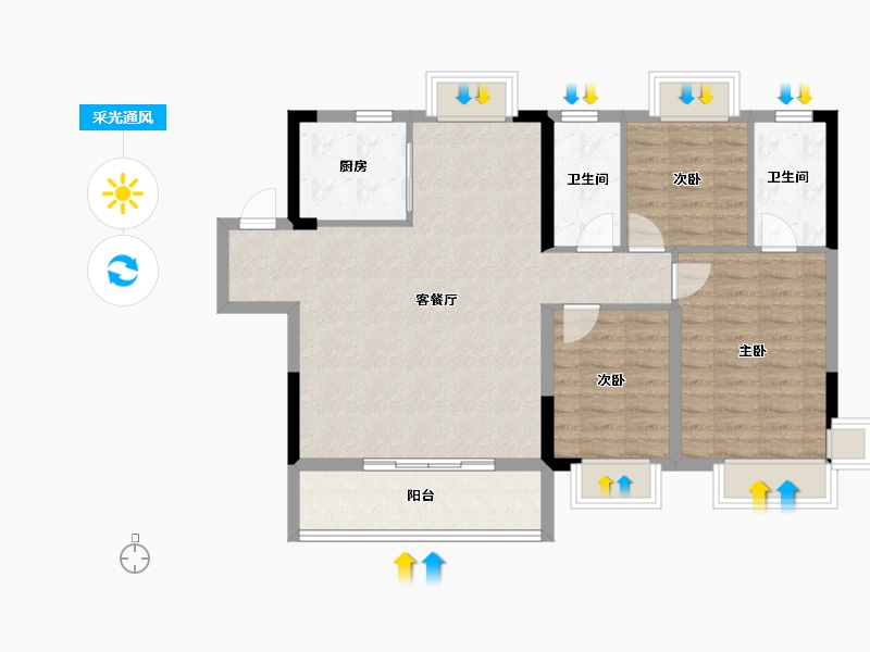 湖北省-襄阳市-和信汉阳学府-95.20-户型库-采光通风