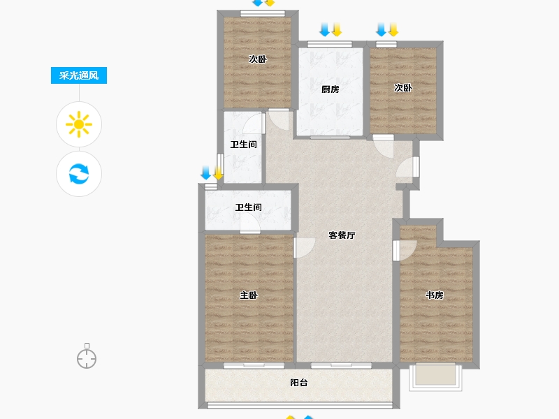 浙江省-宁波市-春来晓园-108.80-户型库-采光通风