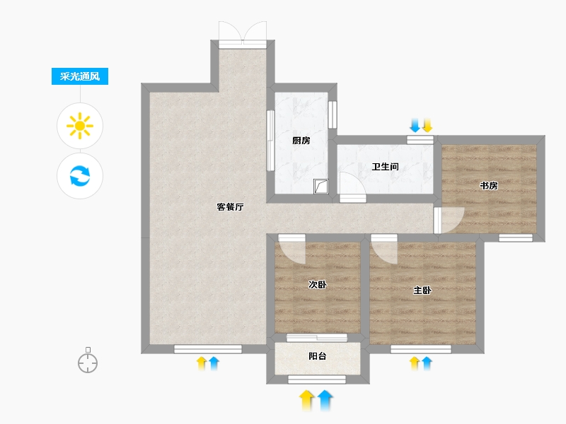 山西省-临汾市-格兰云天-88.00-户型库-采光通风