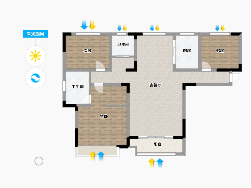 河南省-漯河市-建业桂圆-107.23-户型库-采光通风