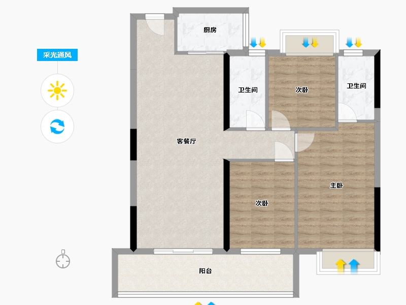 湖北省-十堰市-瑞富印象-93.60-户型库-采光通风