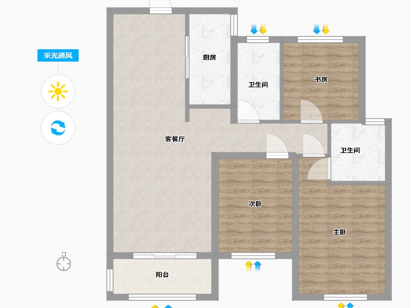 河北省-邯郸市-壹号院-92.04-户型库-采光通风