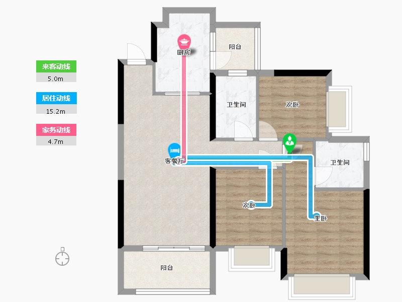 广东省-江门市-恒大悦珑湾-88.80-户型库-动静线