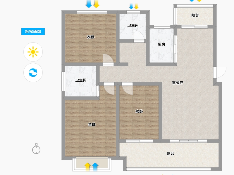 河南省-郑州市-陈砦嘉苑-113.60-户型库-采光通风