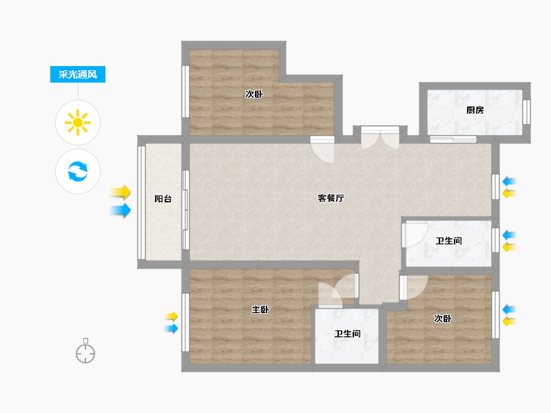 河北省-张家口市-凤凰城一期-95.20-户型库-采光通风