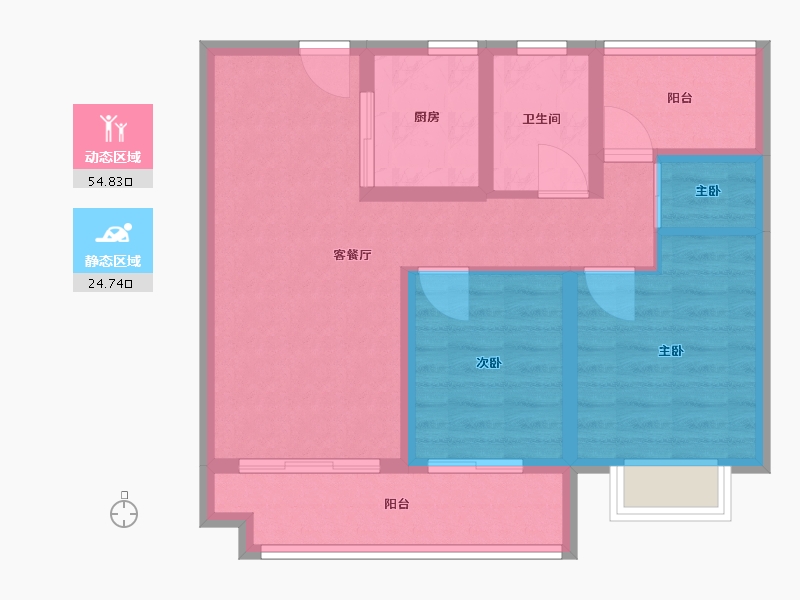 浙江省-宁波市-蓝光雍锦湾-70.40-户型库-动静分区