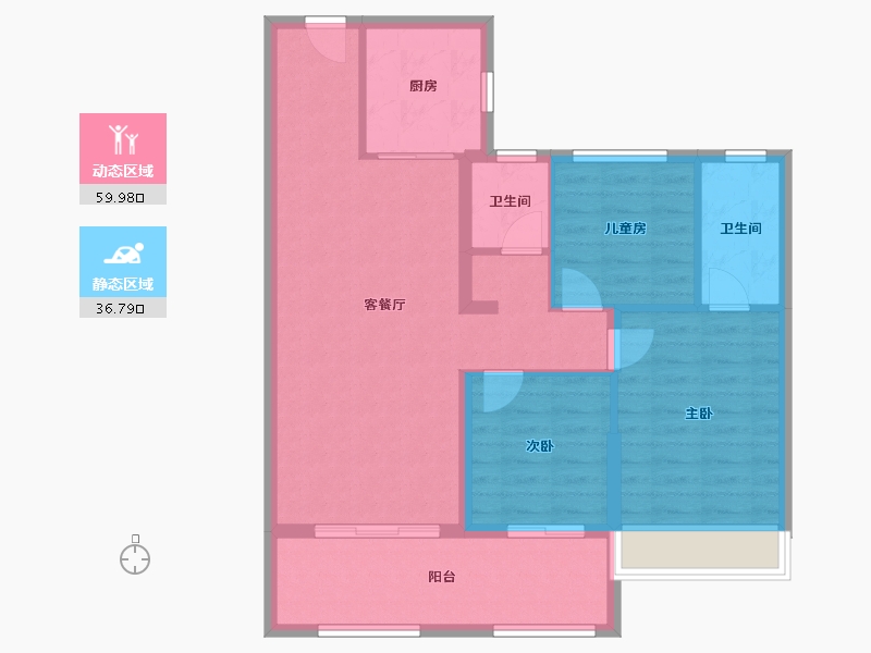 浙江省-丽水市-天悦湾-87.20-户型库-动静分区