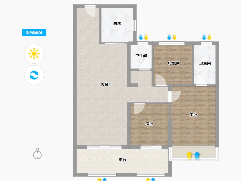 浙江省-丽水市-天悦湾-87.20-户型库-采光通风