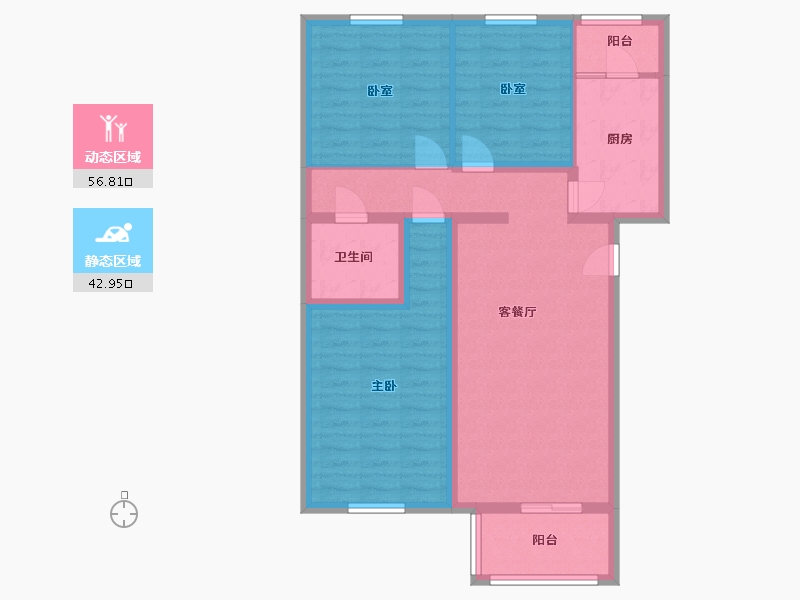 北京-北京市-龙腾苑-五区-88.80-户型库-动静分区