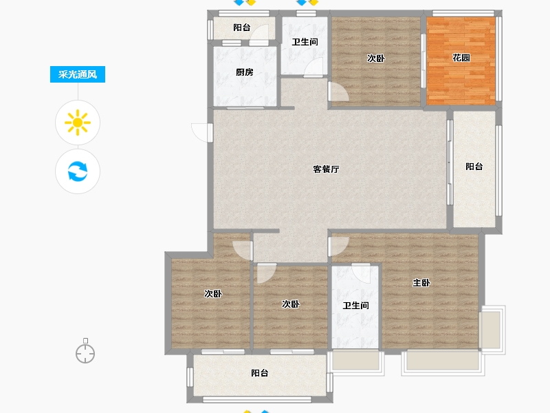 河南省-平顶山市-龙湖壹号-156.86-户型库-采光通风