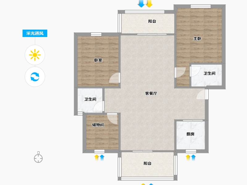 四川省-成都市-中央花园-四期-93.44-户型库-采光通风