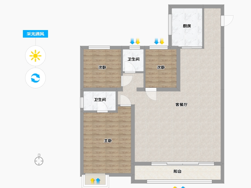 山西省-太原市-保利天郡-108.90-户型库-采光通风