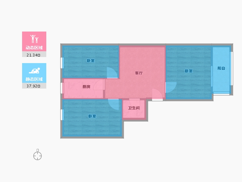 北京-北京市-白菜湾四巷17号院-53.19-户型库-动静分区