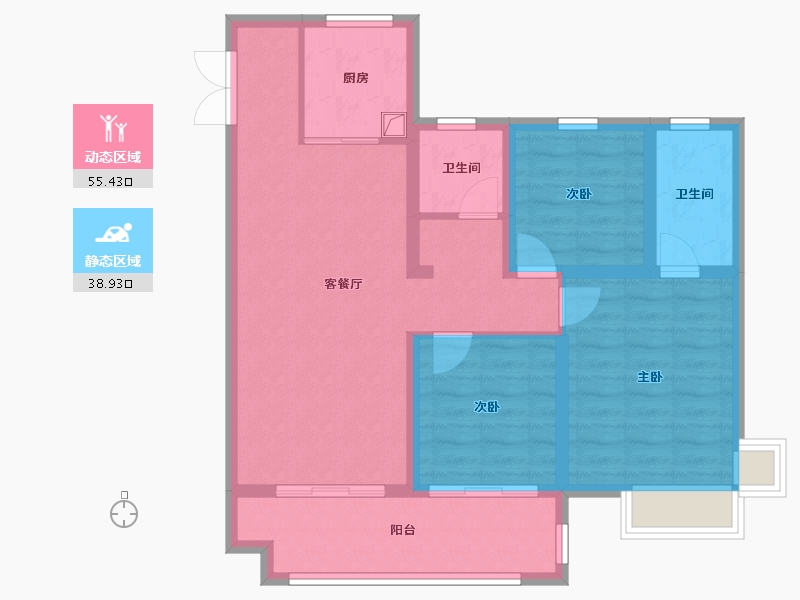 安徽省-亳州市-城投时代广场-90.96-户型库-动静分区