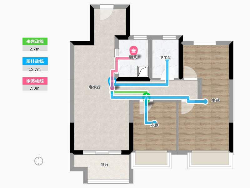 浙江省-台州市-富力溪庐-70.00-户型库-动静线