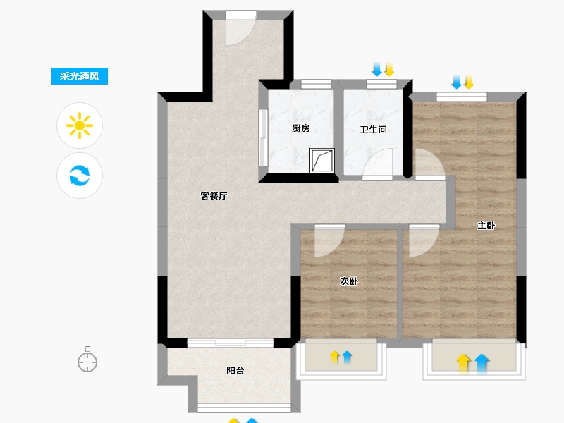 浙江省-台州市-富力溪庐-70.00-户型库-采光通风