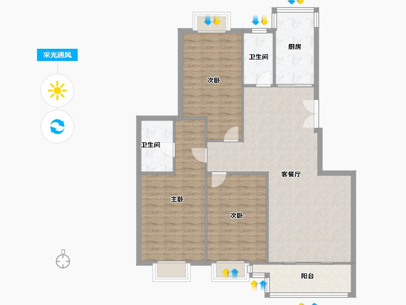 江苏省-南京市-上花园-119.00-户型库-采光通风