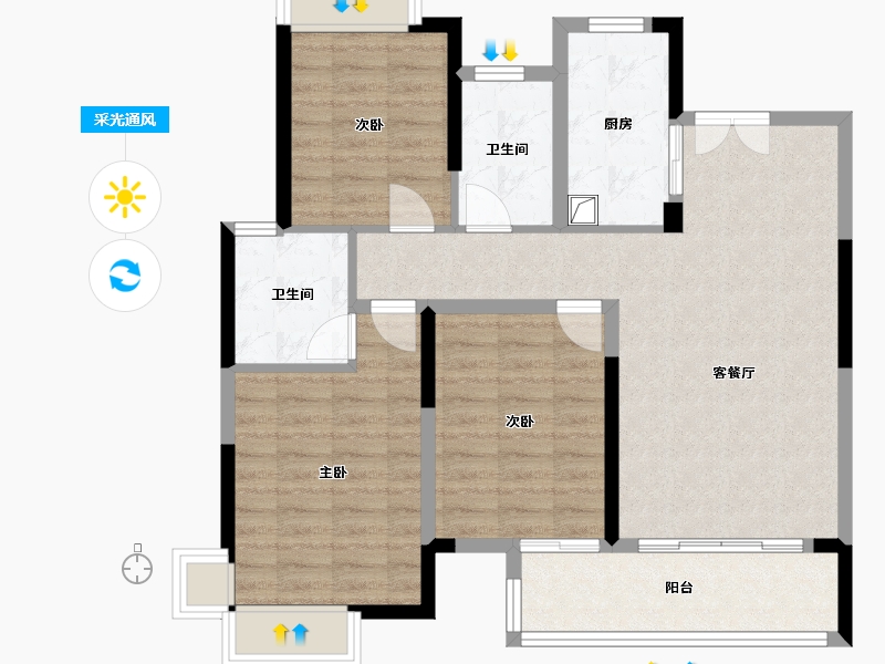 江西省-抚州市-樾龙门-90.40-户型库-采光通风