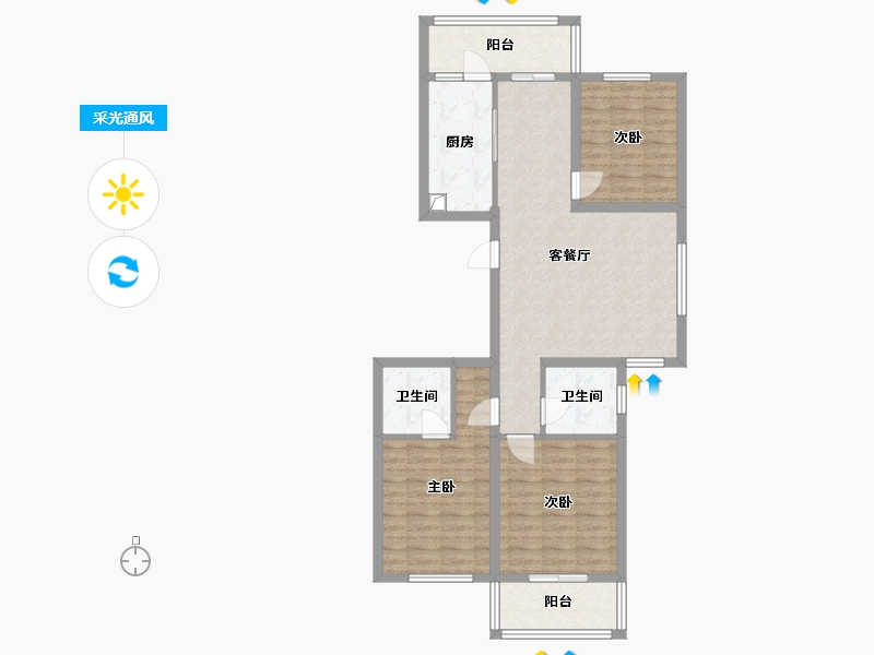 山西省-朔州市-华源万和城-A区-108.80-户型库-采光通风