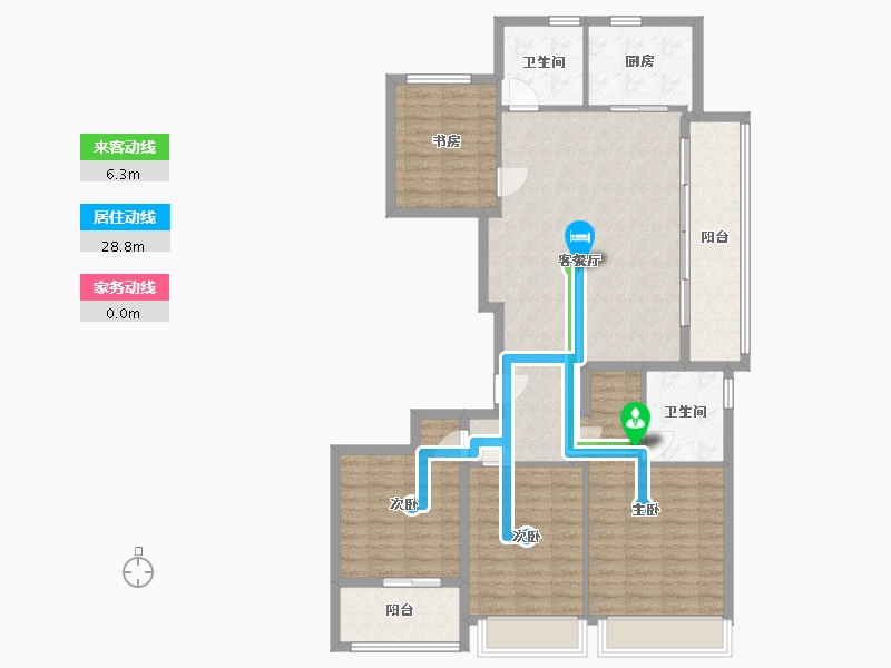 浙江省-杭州市-湖境观岚湾-111.20-户型库-动静线