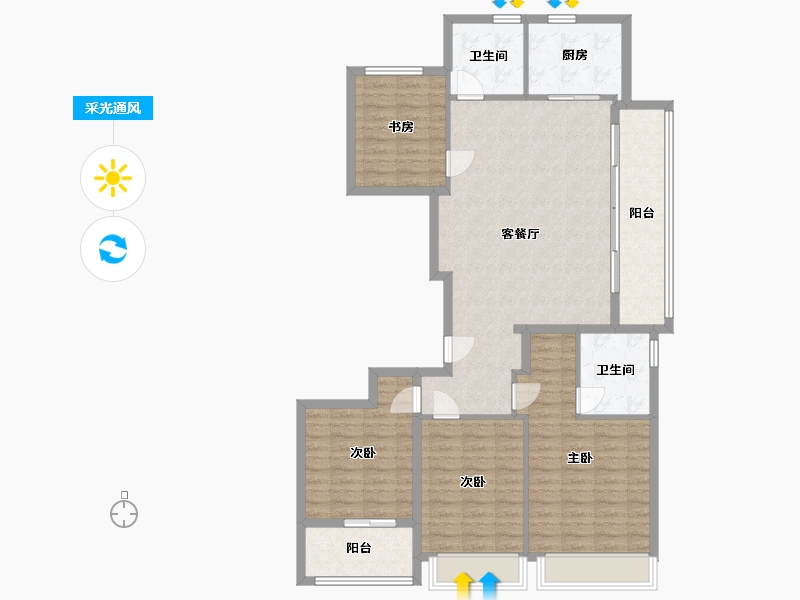 浙江省-杭州市-湖境观岚湾-111.20-户型库-采光通风