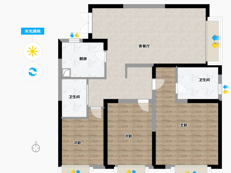 江苏省-南京市-证大阅江府-92.00-户型库-采光通风