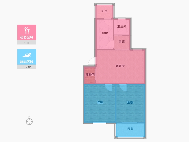 安徽省-马鞍山市-宁芜村-57.60-户型库-动静分区