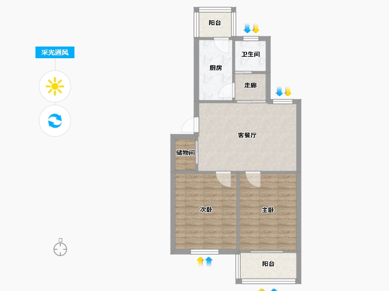 安徽省-马鞍山市-宁芜村-57.60-户型库-采光通风