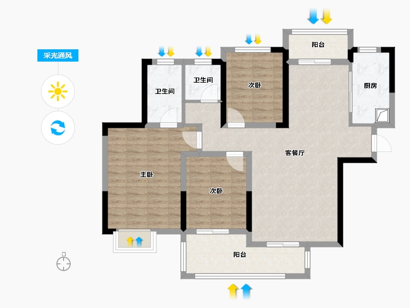 湖南省-永州市-中央新城-102.56-户型库-采光通风