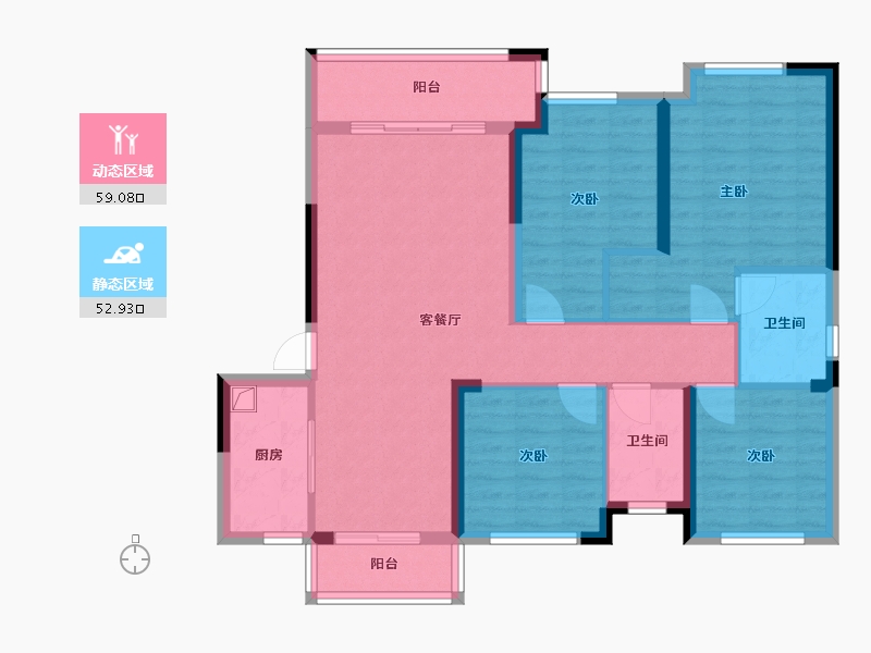 湖南省-长沙市-湾田·和悦家园-98.01-户型库-动静分区