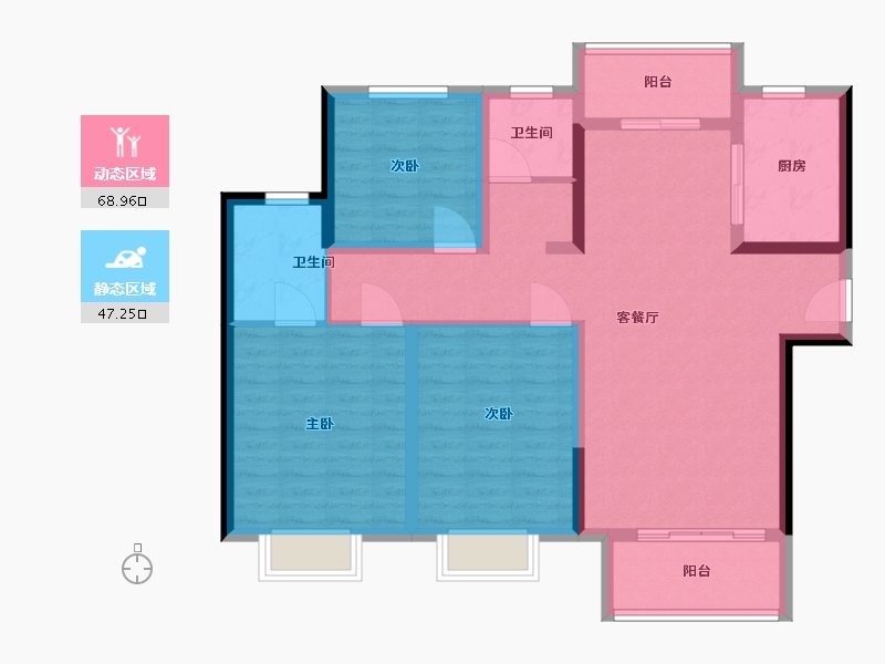 陕西省-西安市-东晁悦府-104.00-户型库-动静分区